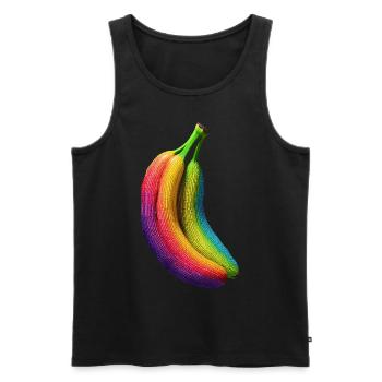 Banana Pixel Artwork Fruit Colorful Graphic Banana - Men's Premium Organic Tank Top - black - Front - AI Model Male 178 light (178cm)