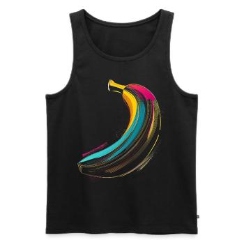 Banane Buntes Obst Kunst Illustration Grafik Banan - Männer Premium Bio Tank Top - Schwarz - Vorne - AI Model Male 178 light (178cm)