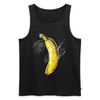 Banane Peinture Art Fruit Motif Graphique Banane - Débardeur bio Premium Homme - noir - Devant - Michal (187cm)