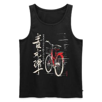 Bicycle Drawing Art Text Graphic Motif Bicycle - Men's Premium Organic Tank Top - black - Front - AI Model Male 178 light (178cm)