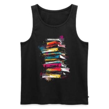 Buch Malerei Kunst Illustration Grafik Kunstwerk B - Männer Premium Bio Tank Top - Schwarz - Vorne - AI Model Male 178 light (178cm)