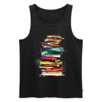Livre Peinture Illustration Graphique Coloré - Débardeur bio Premium Homme - noir - Devant - Michal (187cm)