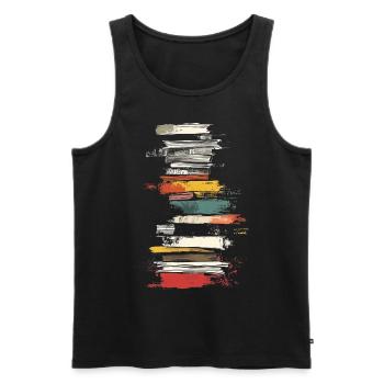 Book Colorful Painting Art Graphic Motif Book - Men's Premium Organic Tank Top - black - Front - AI Model Male 178 light (178cm)