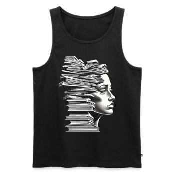 Book Women Face Art Drawing Graphic Motif B - Men's Premium Organic Tank Top - black - Front - Michal (187cm)