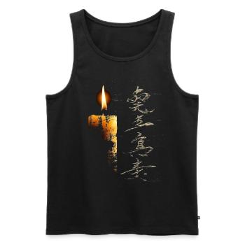 Candle Flame Art Text Drawing Graphic Artwork - Men's Premium Organic Tank Top - black - Front - AI Model Male 178 light (178cm)