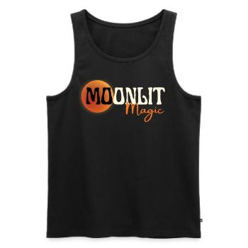 Moonlit Magic Orange Moon Aesthetic Lunar Graphic - Men's Premium Organic Tank Top - black - Front - AI Model Male 178 light (178cm)