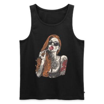 Rote Haare Rockabilly Pin Up Girl 50s - Männer Premium Bio Tank Top - Schwarz - Vorne - AI Model Male 178 light (178cm)