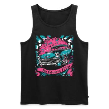 Fifties 1950s Car Music - Men's Premium Organic Tank Top - black - Front - AI Model Male 178 light (178cm)