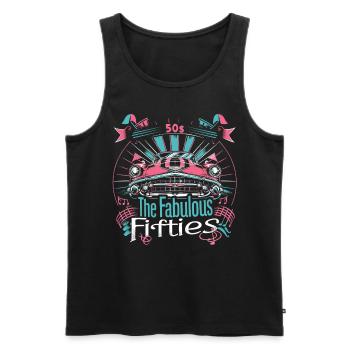 Fünfziger Jahre 1950er Auto Musik - Männer Premium Bio Tank Top - Schwarz - Vorne - Michal (187cm)