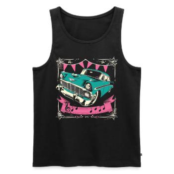 Fünfziger Jahre 1950er Auto Musik - Männer Premium Bio Tank Top - Schwarz - Vorne - Michal (187cm)