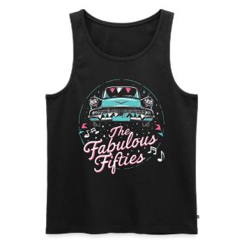 Fünfziger Jahre 1950er Auto Musik - Männer Premium Bio Tank Top - Schwarz - Vorne - Michal (187cm)