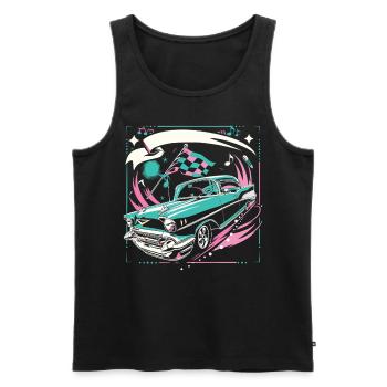 Fünfziger Jahre 1950er Auto Musik - Männer Premium Bio Tank Top - Schwarz - Vorne - Michal (187cm)