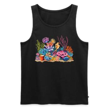 Aquarium Aquariophile Coral Fragging - Débardeur bio Premium Homme - noir - Devant - Michal (187cm)