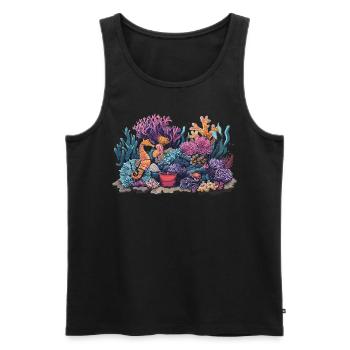 Aquarium Aquariophile Coral Fragging - Débardeur bio Premium Homme - noir - Devant - Michal (187cm)