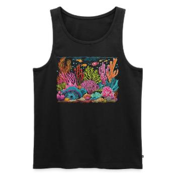 Aquarium Aquariophile Coral Fragging - Débardeur bio Premium Homme - noir - Devant - Michal (187cm)