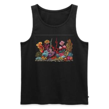 Aquarium Aquariophile Coral Fragging - Débardeur bio Premium Homme - noir - Devant - Michal (187cm)