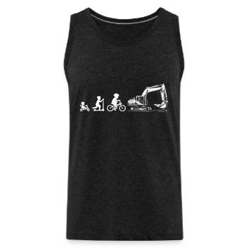 Evolution Lovers of excavators - Men's Premium Organic Tank Top - charcoal grey - Front - Alexander (188cm)