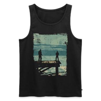 Père et fils en tant que partenaires de pêche - Débardeur bio Premium Homme - noir - Devant - AI Model Male 178 light (178cm)