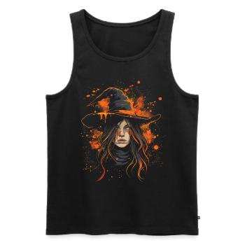Gruselige Pin-up-hexe Halloween - Männer Premium Bio Tank Top - Schwarz - Vorne - AI Model Male 178 light (178cm)