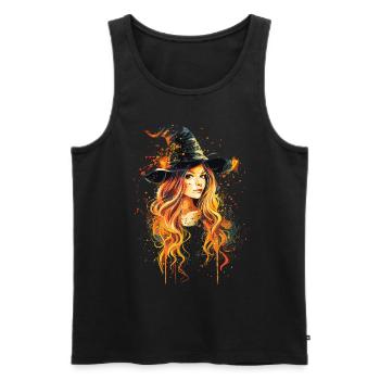 Gruselige Pin-up-hexe Halloween - Männer Premium Bio Tank Top - Schwarz - Vorne - AI Model Male 178 light (178cm)