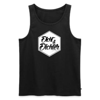 DICHT & DICHTER Support Geschenk Logo - Männer Premium Bio Tank Top - Schwarz - Vorne - AI Model Male 178 light (178cm)