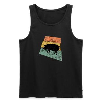 GLÜCKSSCHWEIN - Men's Premium Organic Tank Top - black - Front - Michal (187cm)