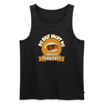 DU BIST NICHT DU OHNE DEIN SCHNITZEL - Männer Premium Bio Tank Top - Schwarz - Vorne - Michal (187cm)