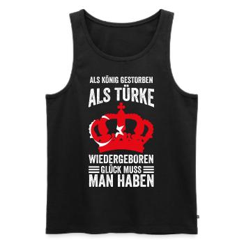 Türkischer König Türke Türkisch Türkische Flagge T - Männer Premium Bio Tank Top - Schwarz - Vorne - Michal (187cm)