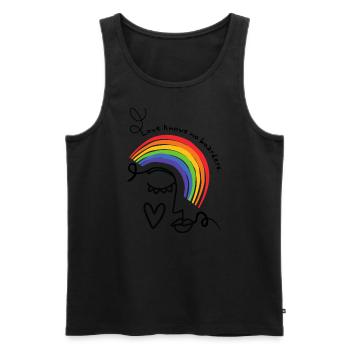 Mois de la fierté Love Borders Rainbow LGBTQ Queer - Débardeur bio Premium Homme - noir - Devant - AI Model Male 178 light (178cm)
