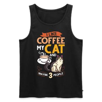 Cafetière Chat Machine Chaton Tasse Grains - Débardeur bio Premium Homme - noir - Devant - AI Model Male 178 light (178cm)