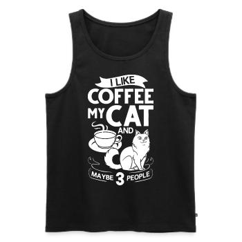 Cafetière Chat Machine Chaton Tasse Grains - Débardeur bio Premium Homme - noir - Devant - AI Model Male 178 light (178cm)