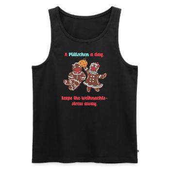 A Plätzchen A Day Keeps The Weihnachtsstress away - Männer Premium Bio Tank Top - Schwarz - Vorne - Michal (187cm)