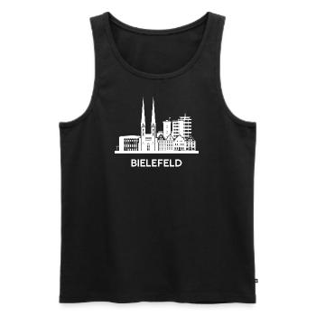 Bielefeld, blanc - Débardeur bio Premium Homme - noir - Devant - Michal (187cm)