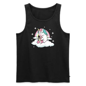 Café licorne cadeau café licorne - Débardeur bio Premium Homme - noir - Devant - Michal (187cm)