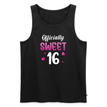 Officiellement Sweet 16 - Débardeur bio Premium Homme - noir - Devant - Michal (187cm)
