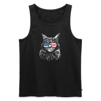Kitten Face Sunglasses American Flag Cat - Men's Premium Organic Tank Top - black - Front - Michal (187cm)