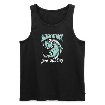 Shark Attack Just Kidding - Männer Premium Bio Tank Top - Schwarz - Vorne - AI Model Male 178 light (178cm)