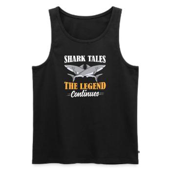 Contes de requins La légende continue - Débardeur bio Premium Homme - noir - Devant - AI Model Male 178 light (178cm)