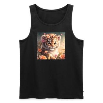 Baby Tiger mit Blüten - Männer Premium Bio Tank Top - Schwarz - Vorne - Michal (187cm)