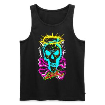 L.Gor Totenkopf Knochen - Männer Premium Bio Tank Top - Schwarz - Vorne - Michal (187cm)
