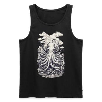 Kraken Fischer Tiefsee Meeres Design - Männer Premium Bio Tank Top - Schwarz - Vorne - Michal (187cm)