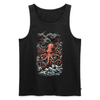 Ukiyo-E Kunst Stil Kraken Tiefsee Magie und Meer - Männer Premium Bio Tank Top - Schwarz - Vorne - AI Model Male 178 light (178cm)
