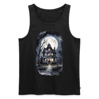 Maison hantée effrayante Halloween Horreur vintage - Débardeur bio Premium Homme - noir - Devant - Michal (187cm)