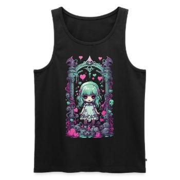 Kawaii Pastel Gothique Goth Fille Anime Design - Débardeur bio Premium Homme - noir - Devant - Michal (187cm)