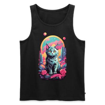 Magische Pastell Goth Katze mit Rosen Design - Männer Premium Bio Tank Top - Schwarz - Vorne - Michal (187cm)