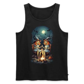 Drôles de sorcières épelent feu de camp Halloween Cartoon - Débardeur bio Premium Homme - noir - Devant - Michal (187cm)