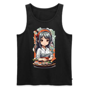 Kawaii Anime Sushi Master Manga Design - Débardeur bio Premium Homme - noir - Devant - Michal (187cm)