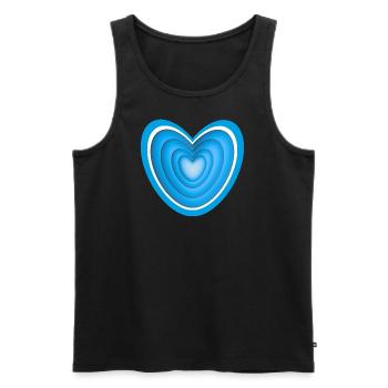 Großes Herz in blau mit Herz in Herz. - Männer Premium Bio Tank Top - Schwarz - Vorne - Michal (187cm)