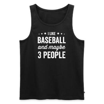J’aime le baseball et peut-être 3 personnes amateur de baseball - Débardeur bio Premium Homme - noir - Devant - Michal (187cm)
