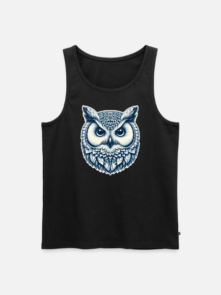 Eulenkopf (dunkelblau) - Männer Premium Bio Tank Top - Schwarz